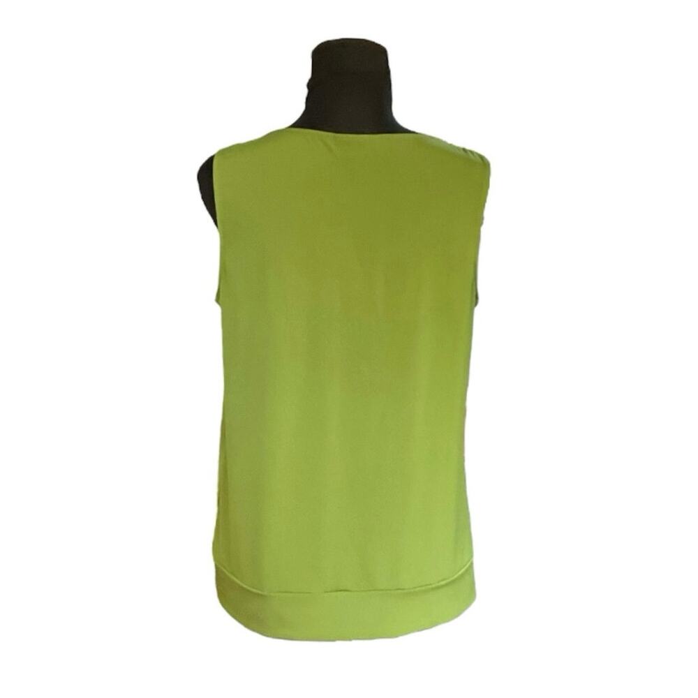 Dress Barn Lime Green Pleated Sleeveless Blouse Women’s Large Career Office Top - Picture 4 of 9